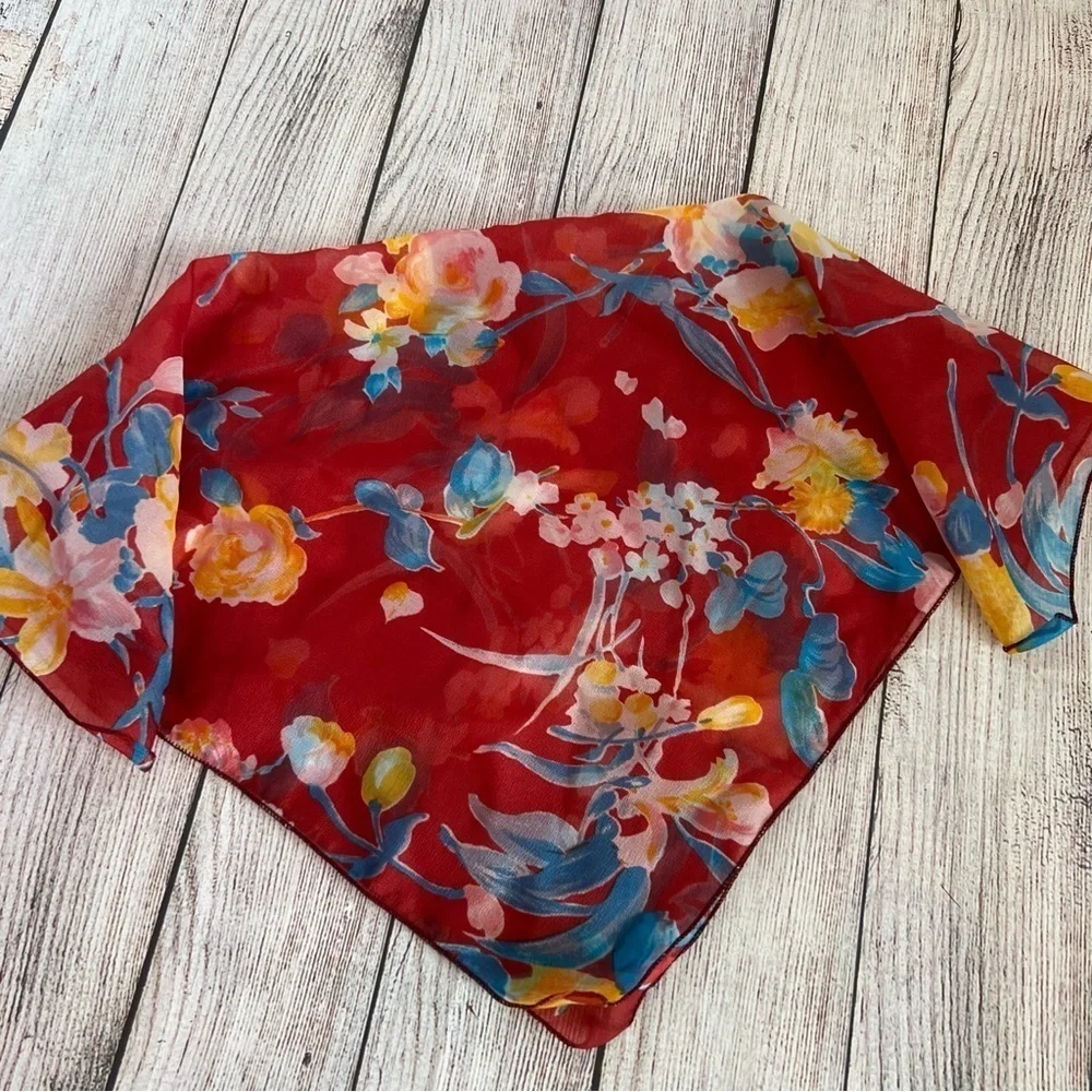 Vintage Floral Nylon Square Scarf